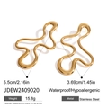 Two-tone wavy gold stainless steel earrings with waterproof and hypoallergenic design - Gold Irregular Wave Style (JDEW2409020)