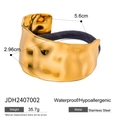 Funda para coleta en forma de U de acero inoxidable martillado dorado para mujer con banda - Estilo Irregular Martillado (JDH2407002)