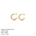 Minimalist gold stainless steel C-shaped hoop earrings with 4mm thickness and 20mm diameter - 20mm Gold