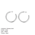 Polished silver stainless steel hoop earrings with 40mm diameter and 4mm width size - 40MM Steel Color
