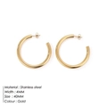Polished 40mm golden stainless steel hoop earrings for women with 4mm thick round tube - 40MM Gold