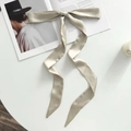 Elegant champagne 2-meter satin ribbon scarf for hair styling or bag decoration - 190*5cm / Beige Grey