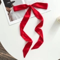 Elegant extra long red satin ribbon scarf for hair and handbag decoration accessory - 190*5cm / Red