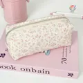 Creamy floral pencil case with pink flower pattern and large capacity storage - Pink Floral Pencil Case