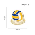 Cartoon Volleyball Emaille Anstecknadel in Blau Weiß und Gelb Abmessungen 2,7cm - Volleyball (mit Text)