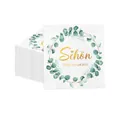 Eucalyptus wreath disposable napkins with golden German text for festive parties - 20 Eucalyptus Leaf Tissues