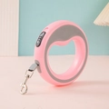 Guinzaglio retrattile ad anello per cani rosa macaron e grigio con gancio in metallo - Rosa