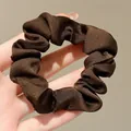 Elegante donkerbruine scrunchie van zijdetextuur voor bloemrijke kapsels in landelijke stijl - #3 Kawano Franse Stijl Effen Satijnen Scrunchie Haarelastiek 85 Cm