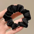 Elegante zwarte satijnen scrunchie met zachte geplooide textuur en zijdeglans - 5# Kawano Franse Stijl Effen Satijnen Scrunchie Haarelastiek 85 Cm