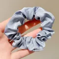 Lichtblauwe zijdezachte satijnen oversized scrunchie met elegante plooien en zachte stof - 6# Kawano Franse Stijl Effen Satijnen Scrunchie Haarelastiek 85 Cm