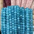 Close-up of sky blue chalcedony stone beads with natural texture for jewelry making - A501 Chalcedony - Ice Amazonite