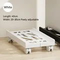 White adjustable CPU stand with wheels, 40cm length and 20-30cm expandable width - HRPS Stretchable White