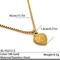 Halskette mit Herzanhänger 18K Gold beschichtet mit Vintage Wellenmuster auf Boxkette - Vintage Perlenstern Strass Stil (XL-YS213-3)