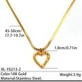 Minimalistische 18K Gold Edelstahl Herzkette mit strukturierter Schlangenkette - Durchbrochenes Herz im Gehämmerte Textur Stil (XL-YS213-2)