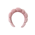 Close-up of a pink velvet sponge headband featuring soft wavy texture and premium fabric - Pink