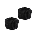 Pair of absorbent black microfiber wristbands for face washing in soft pleated fabric - Black Wristband (Single)