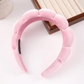 Chic padded pink velvet braided headband with wavy edges and anti-slip lining - Pink Thickened Headband (Velvet)