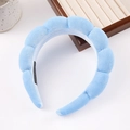 Light blue padded velvet sponge headband with a soft cloud-like twist design - Blue Thickened Headband (Velvet)