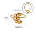 Detailed view of 18K gold plated stainless steel croissant ring with size measurements - Gold Croissant Style (JZ8318G)