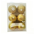 6-piece gold Christmas ball ornament set with glitter, matte and glossy snowflake designs - 4cm/Set of 6 / 4cm Pure Gold Box