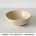Bol en céramique blanc crème de 400ml à taches d'encre, diamètre 15,5cm style chic - 400ml / Petit bol irrégulier éclaboussé / 15.5cmx5.5cm