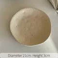 Minimalist Japanese splash ink ceramic dinner plate 21cm diameter cream white with black dots - Splatter Irregular Beaded Plate / 21cm x 3cm