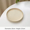 Minimalist Japanese ink splash ceramic plate in creamy white, 20cm diameter size - Splatter Beige Flat Plate / 20cm x 2.5cm