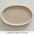 Minimalist cream white ceramic oval plate with black ink splash pattern 30x20cm - Splatter Fish Plate / 30cmx20cmx2.5cm