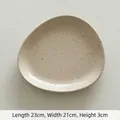 Japanese style splash ink ceramic salad plate in off-white with black dots, 23cm length - Splatter Triangle Plate / 23cmx21cmx3cm