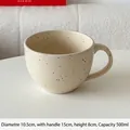 500ml cream ceramic mug with black ink splatter pattern and ergonomic handle - 500ml / Splatter Oatmeal Mug / 15cmx10.5cmx8cm