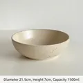 Creamy ceramic salad bowl with black ink splash pattern, 21.5cm diameter and 1500ml capacity - 1500ml / Splatter Large Soup Bowl / 21.5cmx7cm