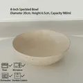 8-inch ink splash ceramic salad bowl with irregular texture and 980ml capacity - 980ml / Splatter Texture Textured Bowl / 20cmx6.5cm