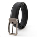 Men's black lychee pattern leather belt with gunmetal pin buckle for business casual - Style 4