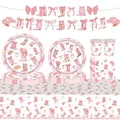Pink cowgirl birthday party tableware set with boots and bow patterns for girls - Cowgirl Bowknot Tableware Set