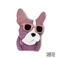 Cute purple marble acrylic french bulldog brooch with pink sunglasses size 6x3cm - Dog Head / Light Purple + Pink Purple Dog Head (XZ00094)