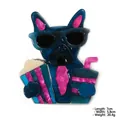 Cute acrylic cartoon dog brooch with sunglasses and popcorn, size 7cm by 5.8cm - Rose Red Blue Popcorn Dog (XZ00111)