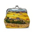 Detail of vintage Van Gogh art coin purse with metallic clasp and high-quality print - Style 6-The Harvest