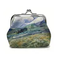 Vintage Van Gogh oil painting coin purse with classic silver metal clasp closure - Style 2-Wheatfield with a Reaper