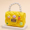 Mini sac à bandoulière jaune pour filles avec anse en perles et motifs cartoon - Jaune
