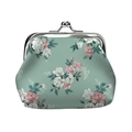 Floral mint green coin purse with vintage silver kiss-lock and cute flower pattern - Mint Green Floral
