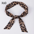 Versatile classic brown leopard print narrow silk scarf hair band and bag ribbon - X60