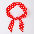 Elegant red silk scarf featuring white polka dots, versatile narrow hair band accessory - X56