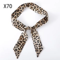 Elegant leopard print skinny silk-like scarf for bag handle hair and neck styling - X70