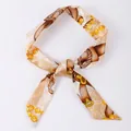 Elegant narrow silk twilly scarf with rope and chain print for handbag decoration - X42