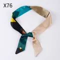 Narrow geometric pattern twilly scarf in teal and gold for handbag decoration - X76