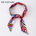 Colorful multi-colored geometric pattern skinny scarf versatile for hair and bags - X53