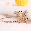 Elegant gold alloy dragonfly safety pin brooch with dazzling iridescent crystals - Dragonfly Design
