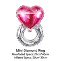 Mini diamond ring foil balloon in magenta heart shape for wedding party decor - Mini Pink Diamond Ring