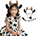 5-piece cow costume set for kids including spotted dress, headband, tail, nose and bowtie - Brown Cow Clip-on Tail