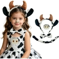 Cow costume set for kids including spotted dress, headband, bow tie, nose and furry tail - Brown Cow Magic Tail